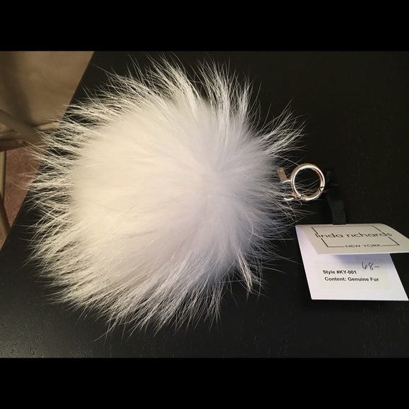 Linda Richards Accessories - Linda Richards Fur Pom Keychain in White